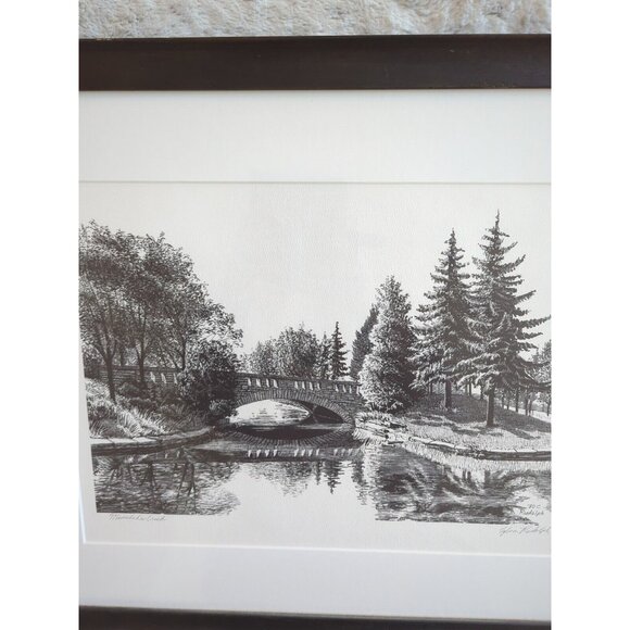 Vtg 1980 Sylvia Rudolph Minnehaha Creek Signed Ink Original Wood Framed 22x18 - Picture 7 of 13